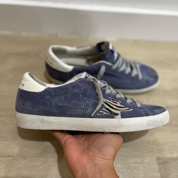 Periwinkle/Blue Suede SuperStars Golden Goose with Zebra Star